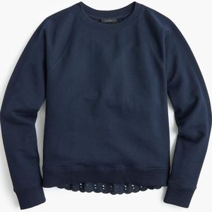 J. Crew Navy Eyelet Back Sweatshirt sz Large